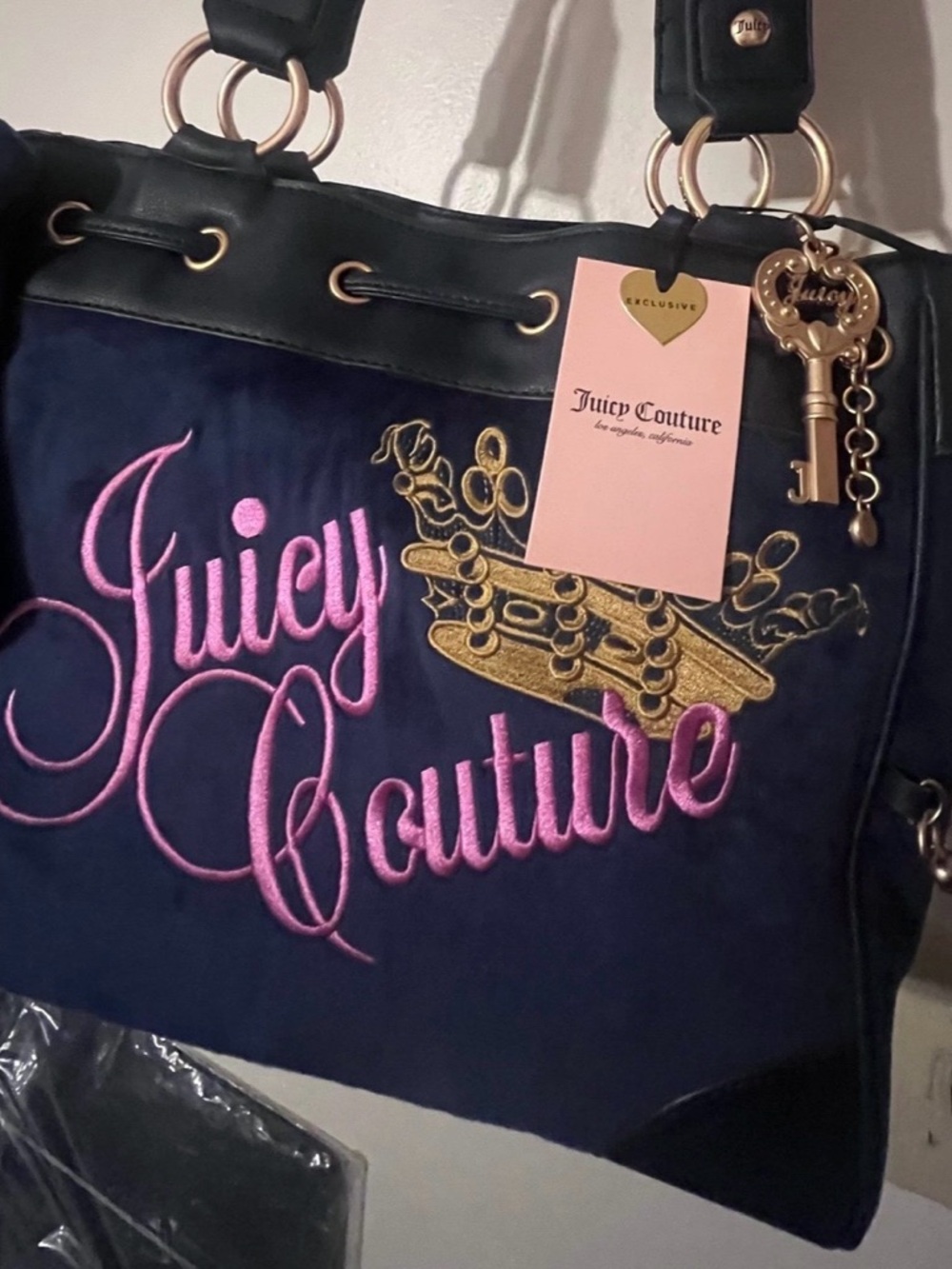 Rare Juicy Couture Regal Blue Velour Daydreamer Bag NWT Gold Charm Y2K